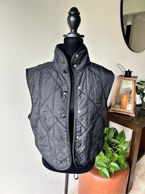 Blu Pepper Snap Button Quilted Puffer Vest Black Small